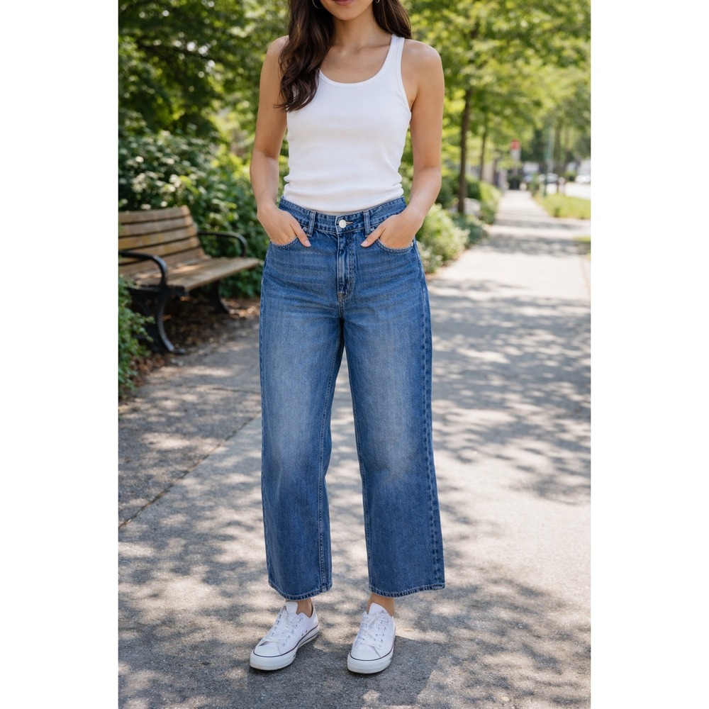 NWT Aeropostale‎ Women's Size 8 High Rise Full Wide Leg Jeans Dark Wash 5-pocket
